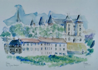 Aquarelle - Château - Henri IV - Pau - Pyrénées Atlantiques