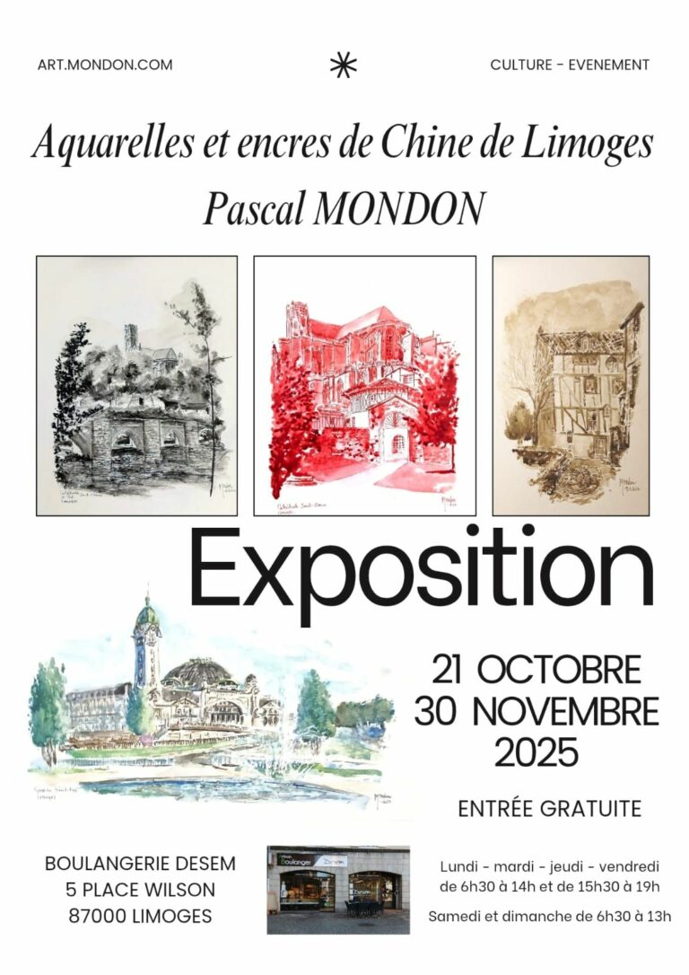 Exposition Aquarelle et Encres de Chine à Limoges du 21/10 au 30/11 2025