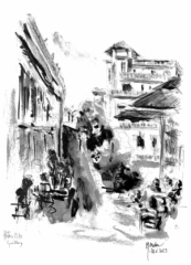 Encre de Chine noire – Guéthary – L 28 cm x H 38 cm datée et signée du 28 juin 2023